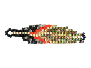Miyuki Black/Red Feather Beaded Focal Connector Link Miyuki Black/Red Feather Beaded Focal Connector Link
