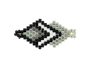 Miyuki Black/Silver Double Diamond Beaded Focal Connector Link Miyuki Black/Silver Double Diamond Beaded Focal Connector Link