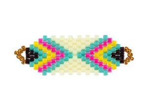 Miyuki Ivory/Candy Rectangle Beaded Focal Connector Link Miyuki Ivory/Candy Rectangle Beaded Focal Connector Link