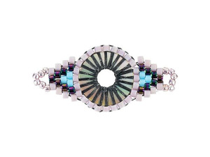 Miyuki Mauve/Blue Circle Diamond Beaded Focal Connector Link Miyuki Mauve/Blue Circle Diamond Beaded Focal Connector Link