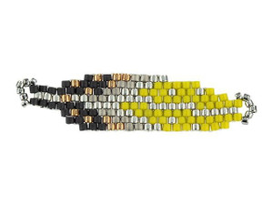 Miyuki Olive/Black Feather Beaded Focal Connector Link Miyuki Olive/Black Feather Beaded Focal Connector Link