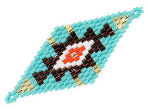 Miyuki Turquoise/Bronze Diamond Beaded Focal Connector Link Miyuki Turquoise/Bronze Diamond Beaded Focal Connector Link