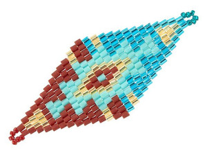 Miyuki Turquoise/Red Diamond Beaded Focal Connector Link Miyuki Turquoise/Red Diamond Beaded Focal Connector Link