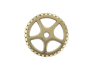 Antique Brass-Plated 16mm Gear Charm Antique Brass-Plated 16mm Gear Charm