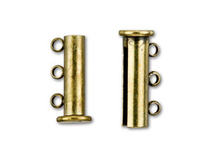 Antique Brass-Plated 20x10mm 3-Ring Magnetic Tube Clasp Antique Brass-Plated 20x10mm 3-Ring Magnetic Tube Clasp