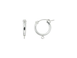Sterling Silver 15mm Eurowire Hoop Earring with Open Ring (1 Pair) Sterling Silver 15mm Eurowire Hoop Earring with Open Ring (1 Pair)