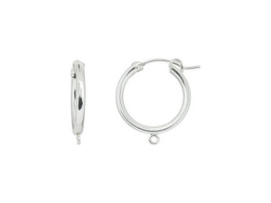 Sterling Silver 19mm Eurowire Hoop Earring with Open Ring (1 Pair) Sterling Silver 19mm Eurowire Hoop Earring with Open Ring (1 Pair)