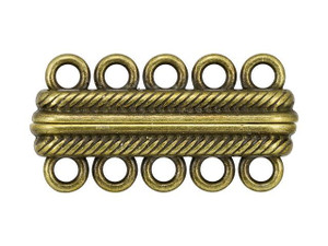 Antique Brass-Plated 5-Strand Magnetic Clasp Antique Brass-Plated 5-Strand Magnetic Clasp
