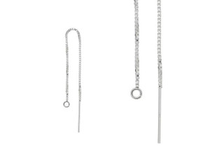 Sterling Silver Ear Thread Box Chain with Ring (1 Pair) Sterling Silver Ear Thread Box Chain with Ring (1 Pair)