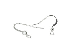 Sterling Silver Flat Earwire with 3mm Bead (1 Pair) Sterling Silver Flat Earwire with 3mm Bead (1 Pair)