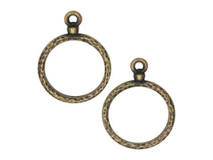 TierraCast 18mm Oxidized Brass-Plate Stitch-Around Hoop Pendant TierraCast 18mm Oxidized Brass-Plate Stitch-Around Hoop Pendant