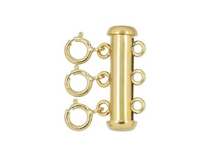 Gold-Filled 4.3 x 20mm Layered Necklace Tube Clasp, 3 Row with 5.5mm Spring Rings Gold-Filled 4.3 x 20mm Layered Necklace Tube Clasp, 3 Row with 5.5mm Spring Rings