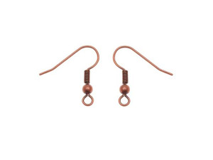 Antique Copper French Hook Earwire with Ball and Coil (1 Pair) Antique Copper French Hook Earwire with Ball and Coil (1 Pair)