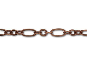 Antique Copper-Plated 3+1 Medium Round and Oval Link Chain by the Foot Antique Copper-Plated 3+1 Medium Round and Oval Link Chain by the Foot