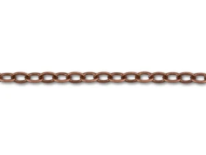 Antique Copper-Plated Flat Oval Cable Chain by the Foot
