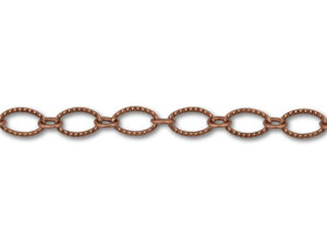Antique Copper-Plated Textured Oval Link Chain by the Foot