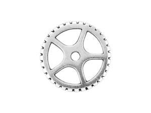 Antique Silver-Plated 16mm Gear Charm Antique Silver-Plated 16mm Gear Charm