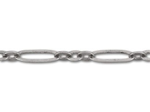 Antique Silver-Plated 3+1 Short and Long Oval Chain by the Foot Antique Silver-Plated 3+1 Short and Long Oval Chain by the Foot