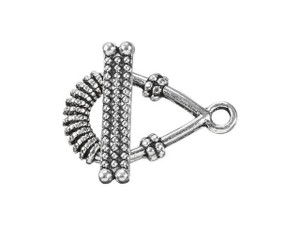 Antique Silver-Plated Bali-Style Teardrop Toggle Clasp Antique Silver-Plated Bali-Style Teardrop Toggle Clasp