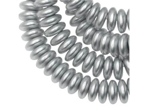 Czech Glass 6mm Silver Satin Disc Spacer Bead Strand by Raven's Journey Czech Glass 6mm Silver Satin Disc Spacer Bead Strand by Raven's Journey
