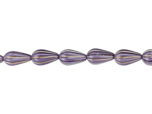 Czech Glass 13 x 8mm Purple Silk with Platinum Wash Melon Drop Bead Strand by Raven's Journey Czech Glass 13 x 8mm Purple Silk with Platinum Wash Melon Drop Bead Strand by Raven's Journey
