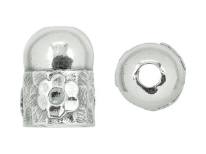 Sterling Silver End Cap with Flower Design Sterling Silver End Cap with Flower Design