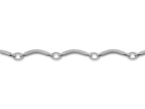 Antique Silver-Plated Curved Tube Chain by the Foot