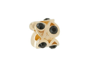 Gold-Finish Large Hole Bead with Teardrop-Shaped Double Row Jet Crystals Gold-Finish Large Hole Bead with Teardrop-Shaped Double Row Jet Crystals