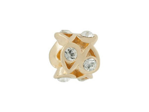 Clearance - Was $25.99 - Gold-Finish Large Hole Bead with Teardrop-Shaped Double Row Crystals Clearance - Was $25.99 - Gold-Finish Large Hole Bead with Teardrop-Shaped Double Row Crystals
