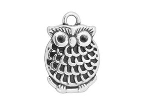 Antique Silver-Plated Owl Charm Antique Silver-Plated Owl Charm