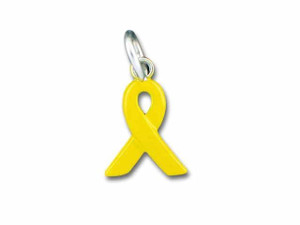 Sterling Silver Yellow Enamel Ribbon Charm Sterling Silver Yellow Enamel Ribbon Charm