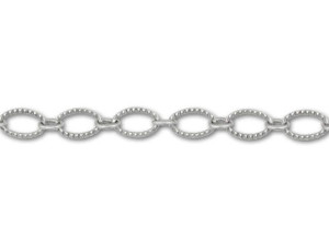 Antique Silver-Plated Textured Oval Link Chain by the Foot