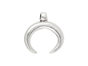 Antiqued Silver-Plated 32mm Double Horn Pendant Antiqued Silver-Plated 32mm Double Horn Pendant