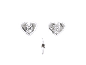 Clearance - Was $4.94 - Sterling Silver Small Heart Bead with Spiral Design Clearance - Was $4.94 - Sterling Silver Small Heart Bead with Spiral Design