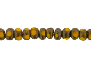 Czech Glass Faceted Seed Bead 6/0 (4 x 3mm) Mustard Yellow Opaque with Picasso Finish Bead Strand by Raven's Journey