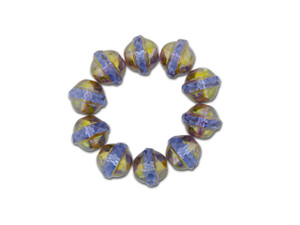 Czech Glass 10 X 8mm Sapphire Blue Transparent With Picasso Finish Saturn Bead Strand By Raven S Journey Artbeads Com