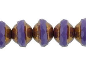 Czech Glass 10 x 8mm Purple Opaline with Bronze Finish Saturn Bead Strand by Raven's Journey Czech Glass 10 x 8mm Purple Opaline with Bronze Finish Saturn Bead Strand by Raven's Journey