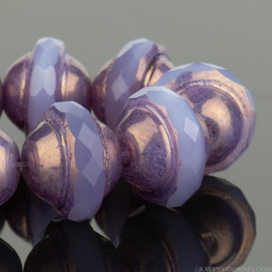 Czech Glass 10 x 8mm Lilac Purple Satin with Bronze Finish Saturn Bead Strand by Raven's Journey Czech Glass 10 x 8mm Lilac Purple Satin with Bronze Finish Saturn Bead Strand by Raven's Journey