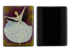 Traditional Ballet with Red Background Black Agate Rectangle Bead Traditional Ballet with Red Background Black Agate Rectangle Bead