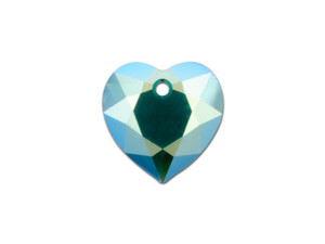 PRESTIGE Crystal Components 6432 15mm Heart Cut Pendant Emerald Shimmer PRESTIGE Crystal Components 6432 15mm Heart Cut Pendant Emerald Shimmer