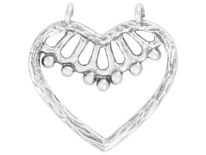 Sterling Silver Large Heart-Shaped Center with 2 Loops Sterling Silver Large Heart-Shaped Center with 2 Loops