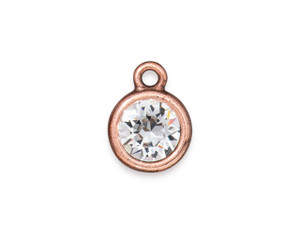 Clearance - Was $3.49 - TierraCast Antique Copper-Plated Pewter SS39 8mm Chaton Charm with Crystal Clearance - Was $3.49 - TierraCast Antique Copper-Plated Pewter SS39 8mm Chaton Charm with Crystal