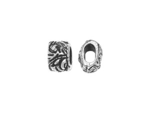 TierraCast Antique Silver-Plated Pewter Jardin Barrel Bead TierraCast Antique Silver-Plated Pewter Jardin Barrel Bead