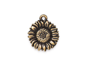 TierraCast Brass Oxide Sunflower Charm