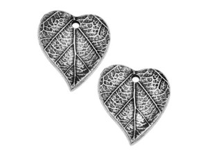 TierraCast Antique Pewter Heart Leaf Charm