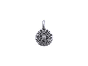 Clearance - Was $0.8 - Antique Silver-Plated Round Ethnic Floral Charm Clearance - Was $0.8 - Antique Silver-Plated Round Ethnic Floral Charm