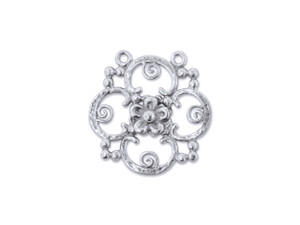 Artbeads Sterling Silver Four Sided Geometric Floral Link Artbeads Sterling Silver Four Sided Geometric Floral Link