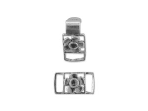 Clearance - Was $13.59 - Artbeads Sterling Silver Rectangle Frames with Flowers Clasp Clearance - Was $13.59 - Artbeads Sterling Silver Rectangle Frames with Flowers Clasp