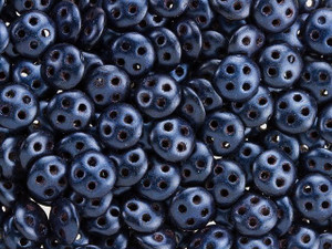 CzechMates Glass 6mm Four-Hole Metallic Suede Dark Blue QuadraLentil Bead 2.5-Inch Tube CzechMates Glass 6mm Four-Hole Metallic Suede Dark Blue QuadraLentil Bead 2.5-Inch Tube