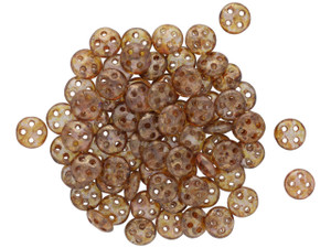 CzechMates Glass 6mm Four-Hole Transparent Gold Smoked Topaz Luster QuadraLentil Bead, 2.5-Inch Tube CzechMates Glass 6mm Four-Hole Transparent Gold Smoked Topaz Luster QuadraLentil Bead, 2.5-Inch Tube